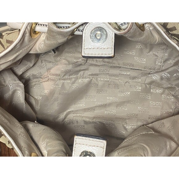 MICHAEL Michael Kors Purse Marina Signature Jacquard Drawstring Tassel HOBO Genu - Picture 13 of 16